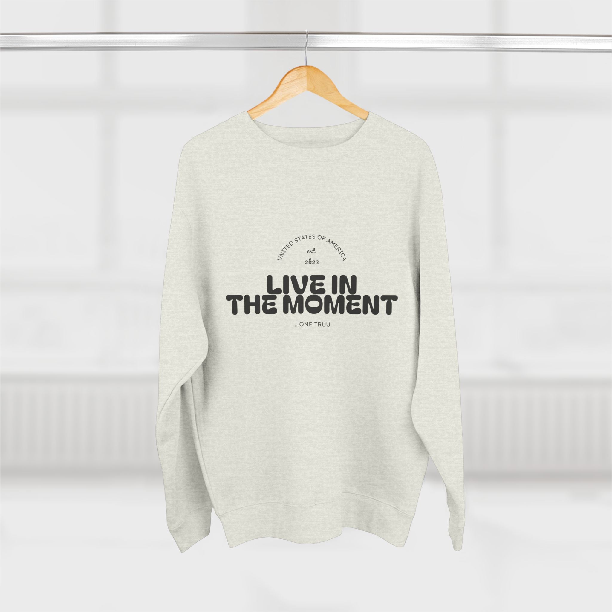 Live in the Moment Unisex Crewneck Sweatshirt, Inspirational Apparel, Cozy Casualwear, Perfect Gift for Friends, Everyday Comfort