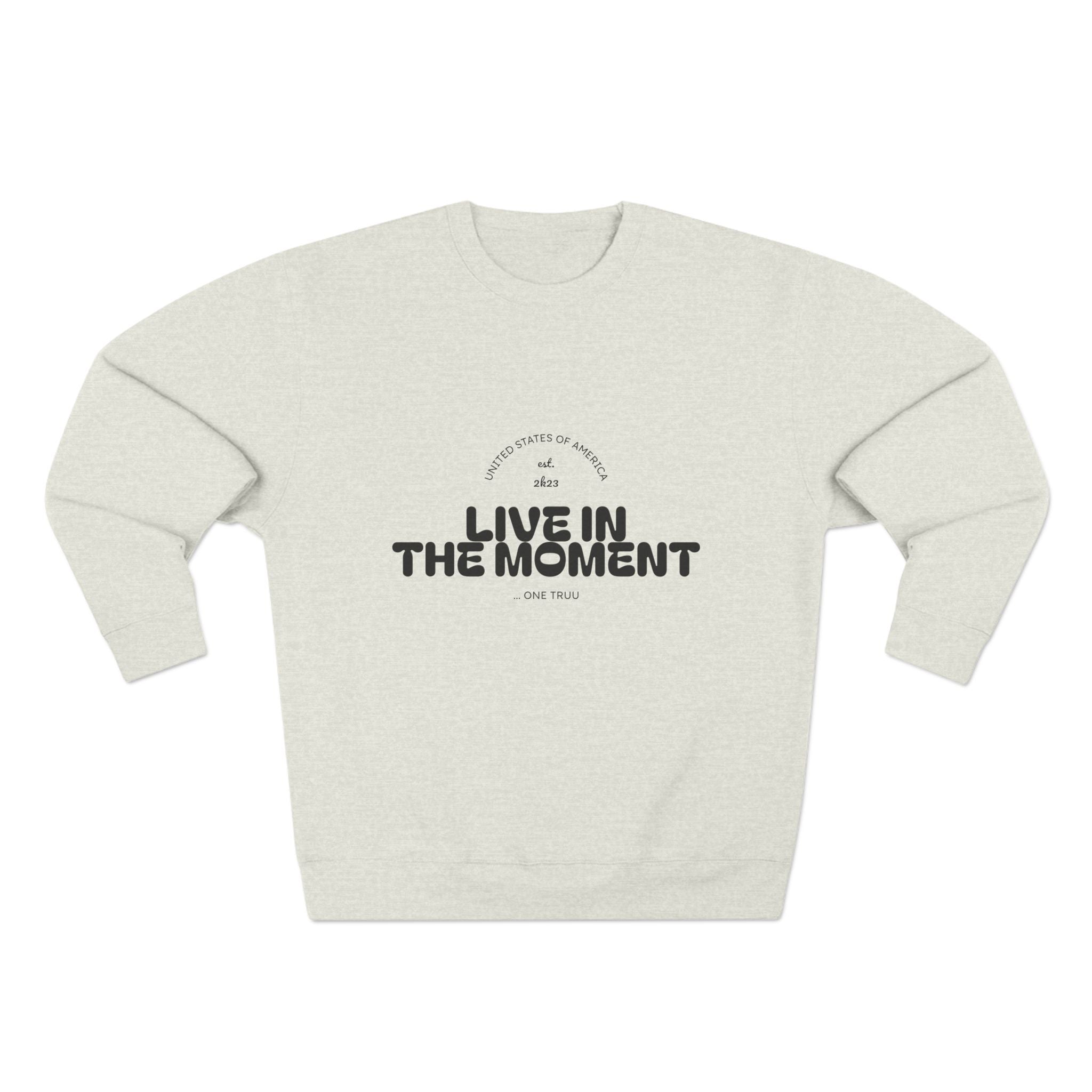 Live in the Moment Unisex Crewneck Sweatshirt, Inspirational Apparel, Cozy Casualwear, Perfect Gift for Friends, Everyday Comfort